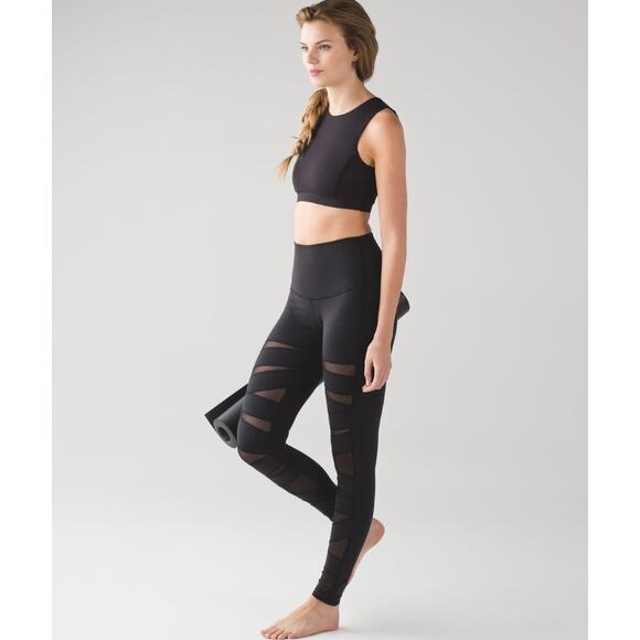 (4) $118 Lululemon Wunder Under Pant (Hi-Rise) (Tech Mesh) Black - Picture 1 of 7